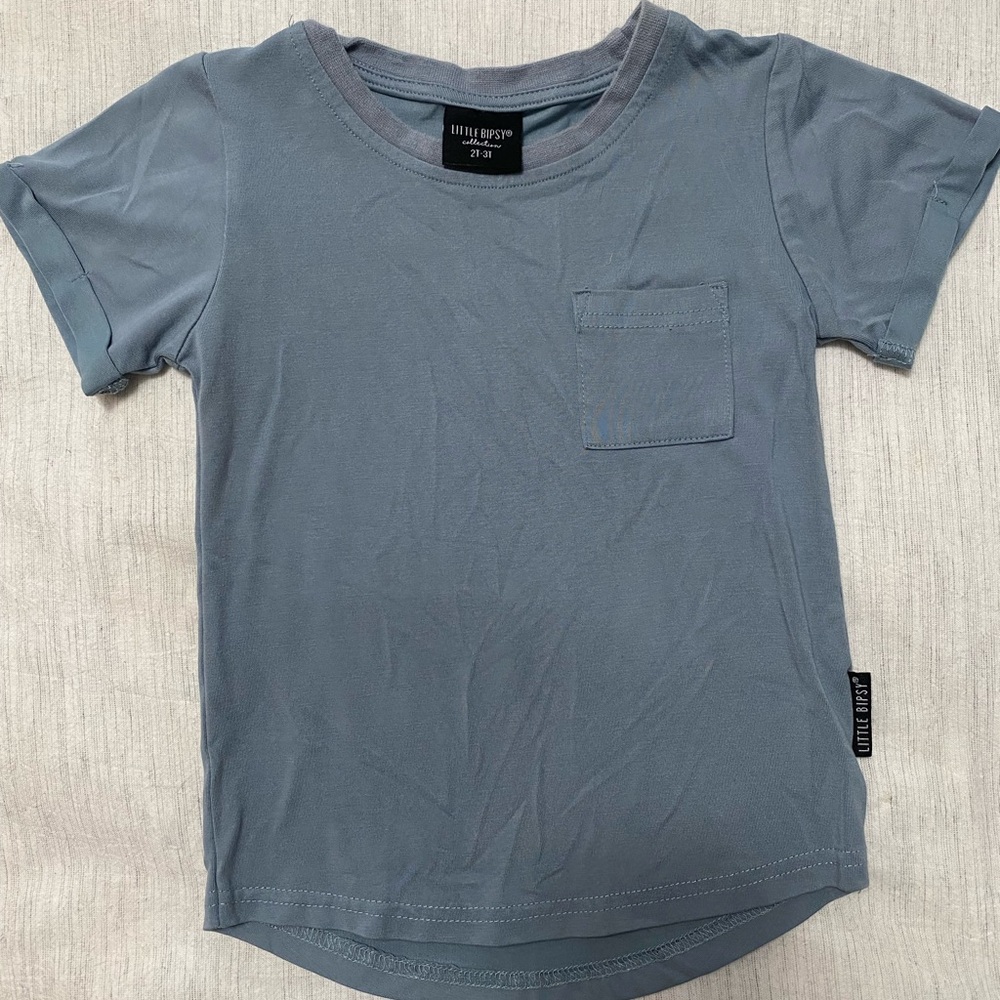 Little Bipsy Blue Short Sleeve Tee Classic Crew Neck